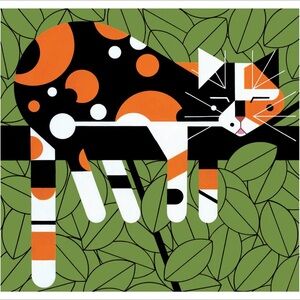 Framed Charley Harper Calico Cat Art Print, 12” x 12”